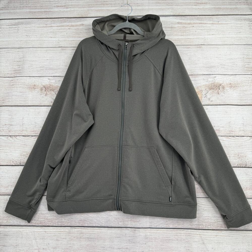 REI Co-Op Stretch Full Zip Scuba Hoodie Jacket Adult XXL Gray Drawstring